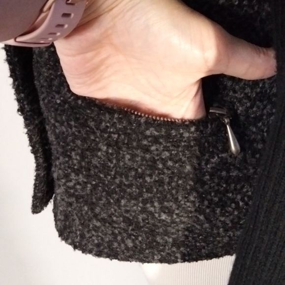 Mossimo gray and black sweater Moto jacket size Medium - Picture 7 of 14